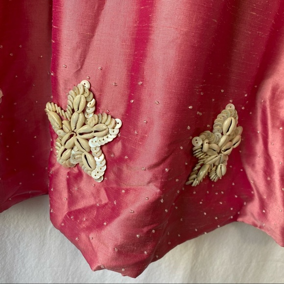 Fiori Di Zucca Pink Silk Sea Shell Embellished A Line Dress Size 8 - Picture 6 of 11
